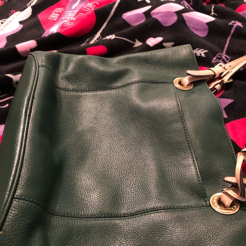 Michael Kors medium Tote dark green with light tan handles. Pre owned. - Picture 12 of 12